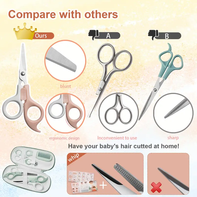 hair scissors set hair cutting thinning shears nail clipper scissors set baby grooming set for newborn baby toddler kids details 2