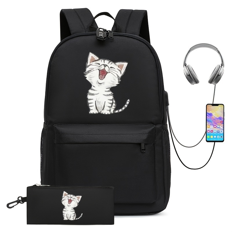 Cartoon Cat Canvas Backpack