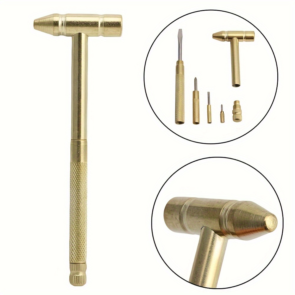6 in 1 Mini Multifunction Hammer, Tiny Copper-Plated Hammer
