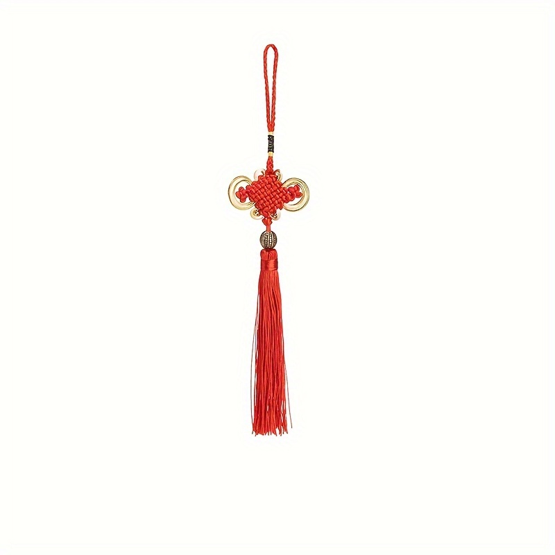 1PC Chinese Knot Tassels Lucky Coins Feng Shui Red Silk Tassel