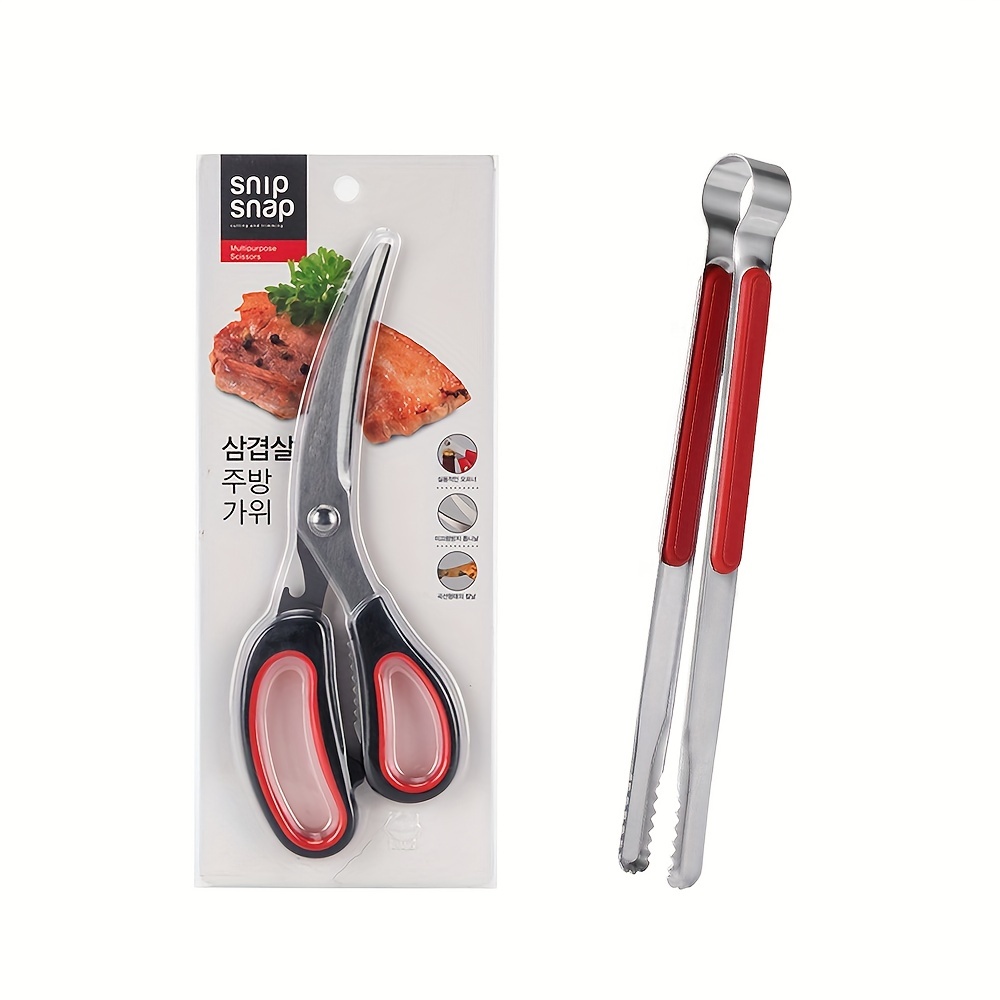 Stainless Steel Bbq Scissors Clip Set Korean Style Multi-function Scissors  Set Kitchen Multi-purpose Food Scissors Barbecue Scissors Barbecue Tongs  For Vegetable, Salads, Bbq, Toast Bread, Pastry, Sandwich - Temu