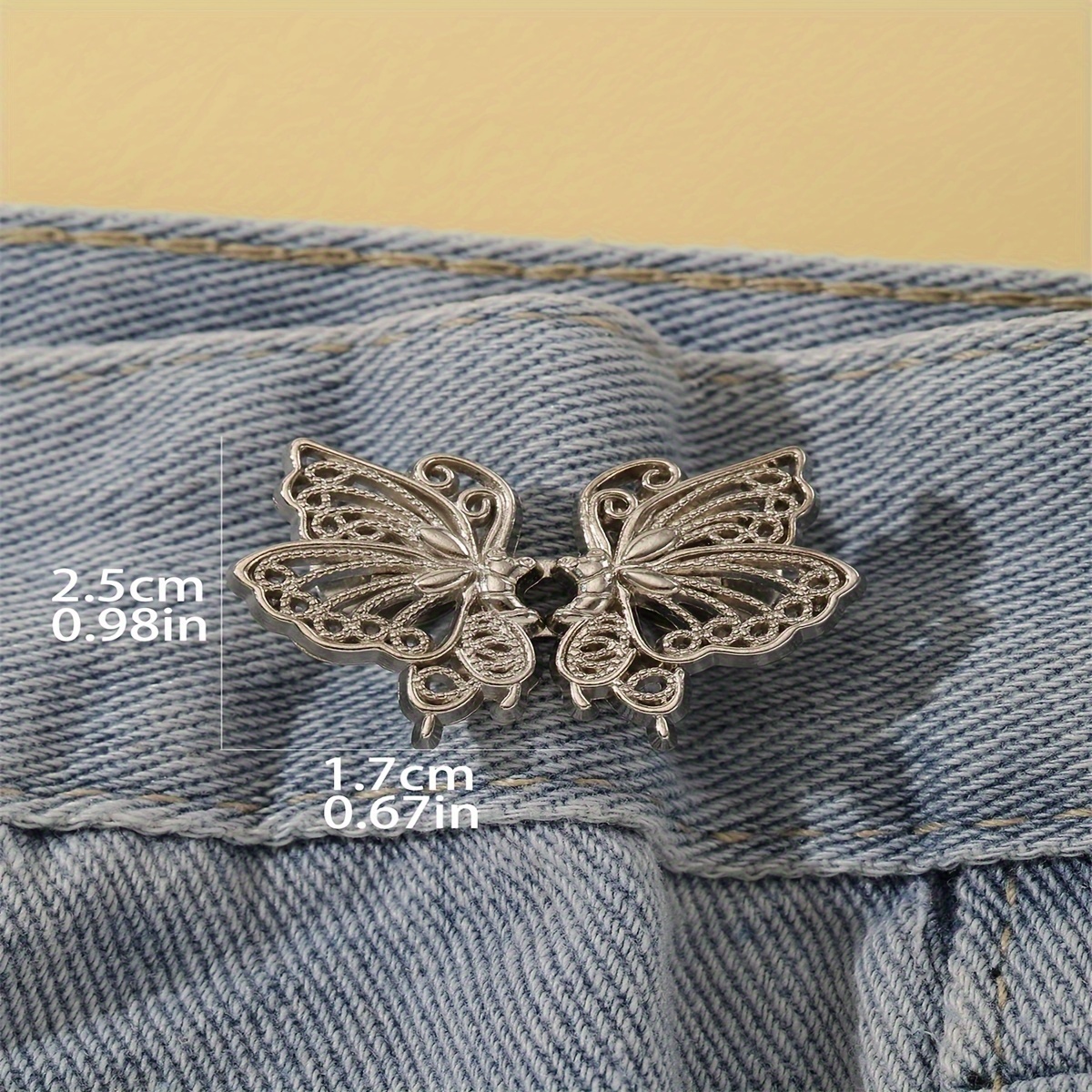 Butterfly Shaped Pants Waist Tightener, Detachable & Adjustable Waistband  Buckle For Jeans, No Sewing Required, With Brooch Accessory