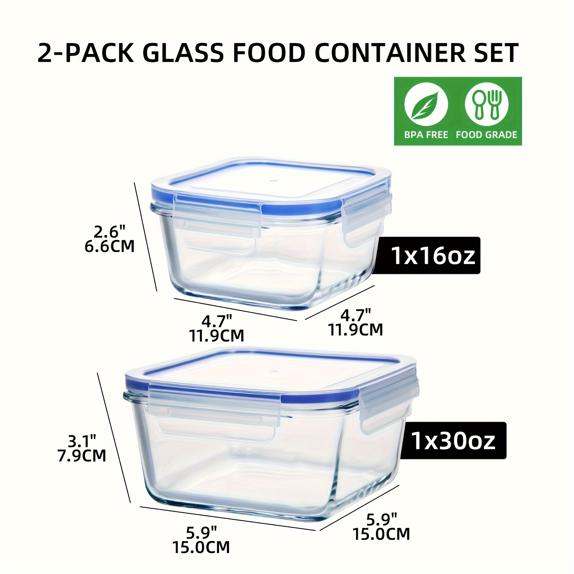 Glass Food Storage Containers Set With Leakproof Airtight Lids, Glass Meal  Prep Containers, Lead-free, Microwave, Oven, Freezer And Dishwasher Safe,  Meal Prep Box, Lunch Box, Kitchen Supplies - Temu