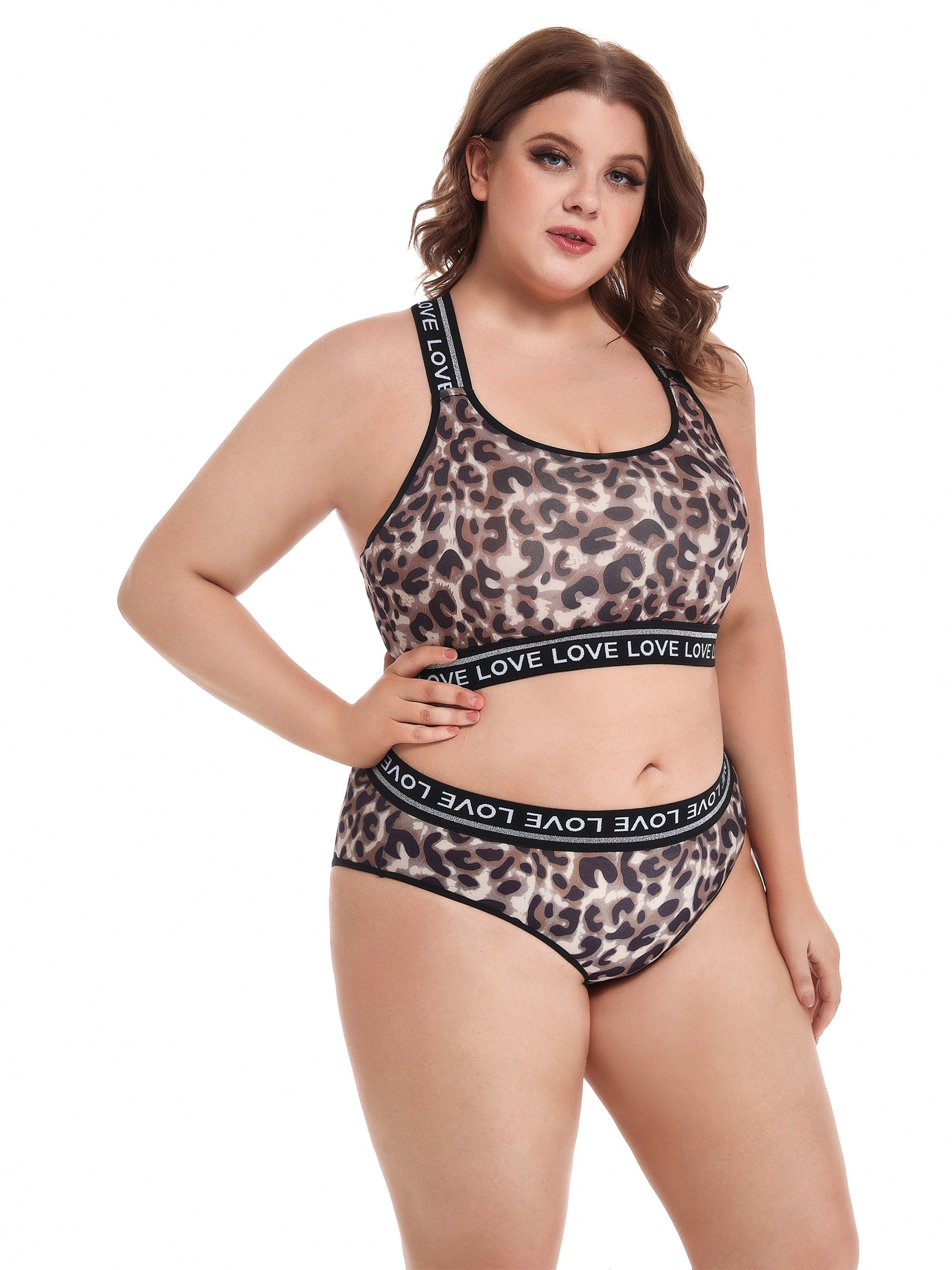 Plus Size Sexy Lingerie Set Women's Plus Leopard Print - Temu