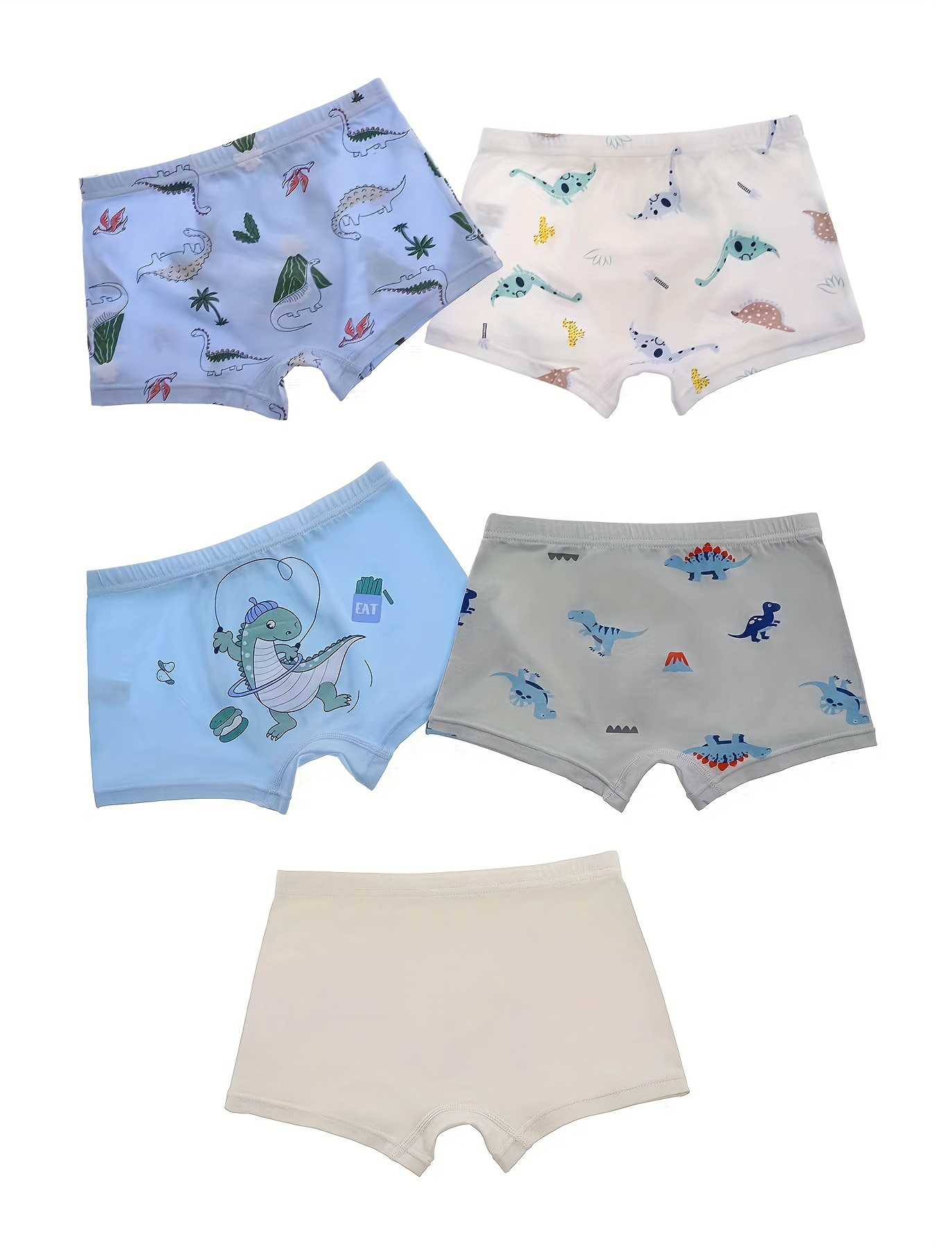4pcs/Set Young Boys' Cartoon Dinosaur Printed Comfortable Soft Boxer Briefs