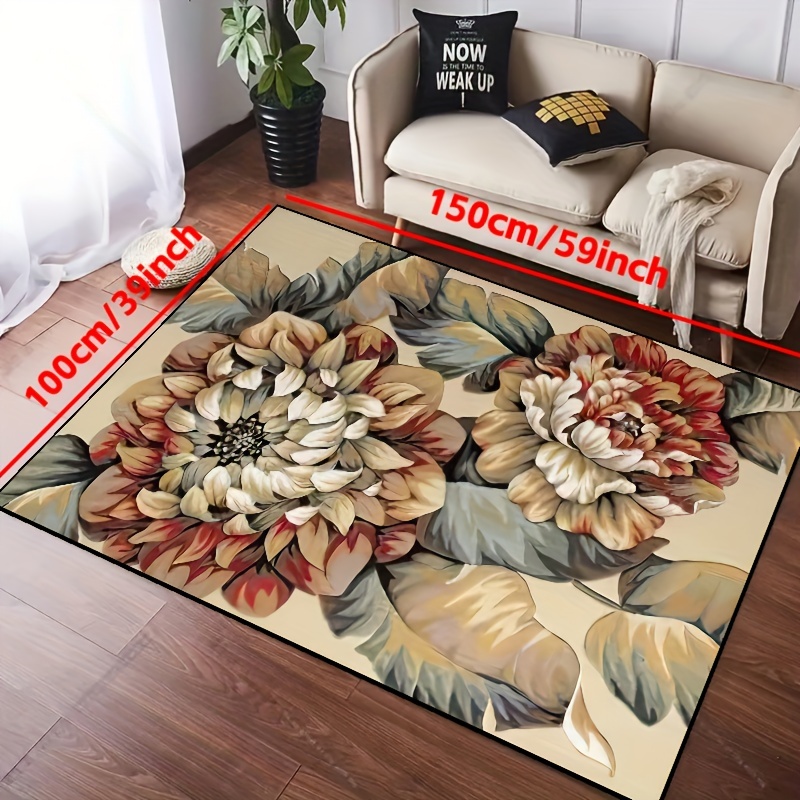 Colorful Floral Area Rugs Non slip Resistant Rug Machine - Temu