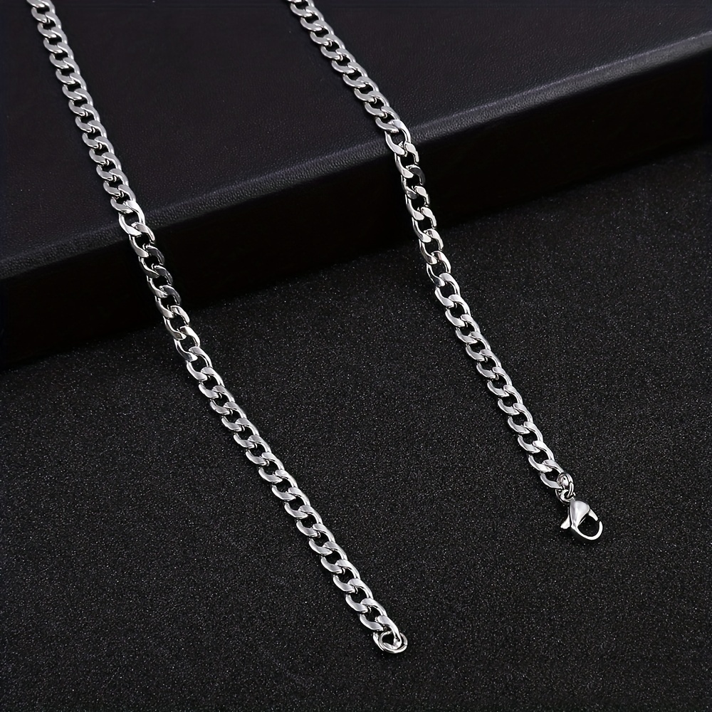 Cadena ancha de acero inoxidable para hombre, collar de gargantilla con  cadenas de eslabones plateados unisex, 3 mm, 5 mm, 7 mm