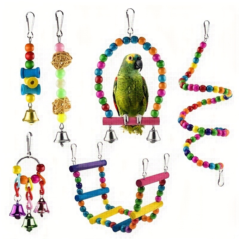 Pet Bird Parrot Cotton Rope Knot Climbing Hanging Cage Decor Swing Bite  Resistant Chew Toy White Cotton Rope Parrot Standing Toy - AliExpress