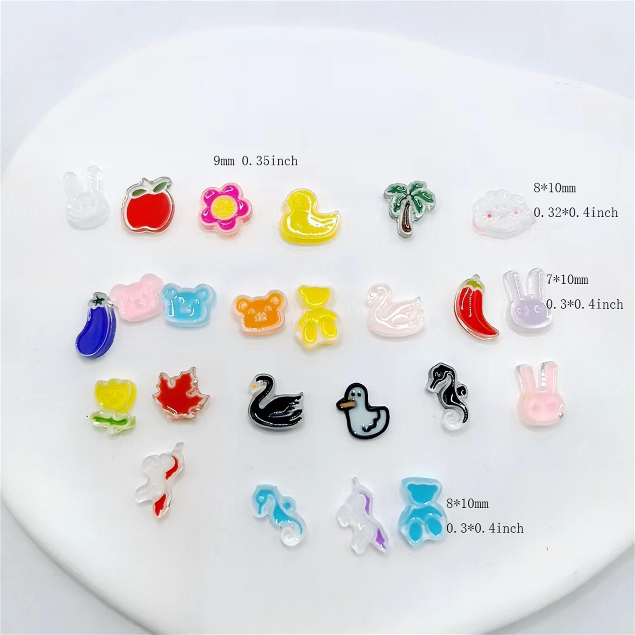 Cheap 50Pcs Aurora Bear Nail Art Decoration 7*9mm Resin Kawaii 3D Bear Flat  Back Nail Jewelry DIY Nail Accessories