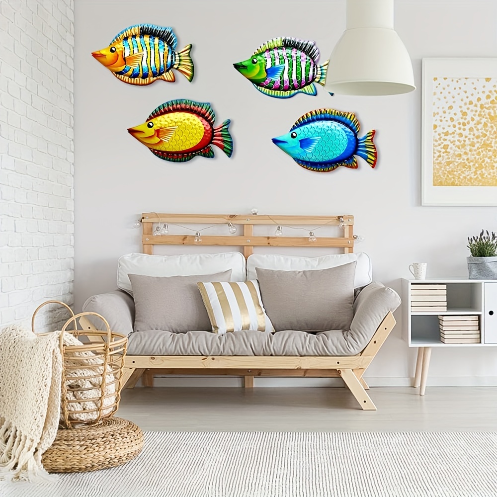 Metal Fish Wall Decor Metal Colorful Tropical Fish Decor 3d - Temu