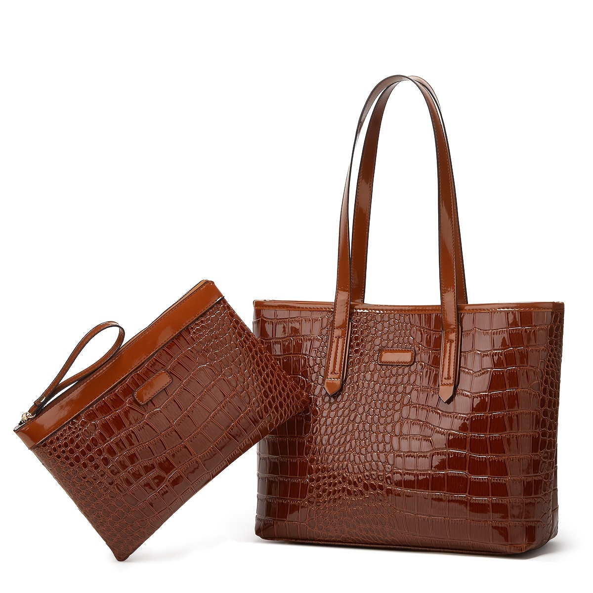 Crocodile Embossed Handbag, Large Capacity Crossbody Bag, Women's Faux  Leather Satchel Purse - Temu