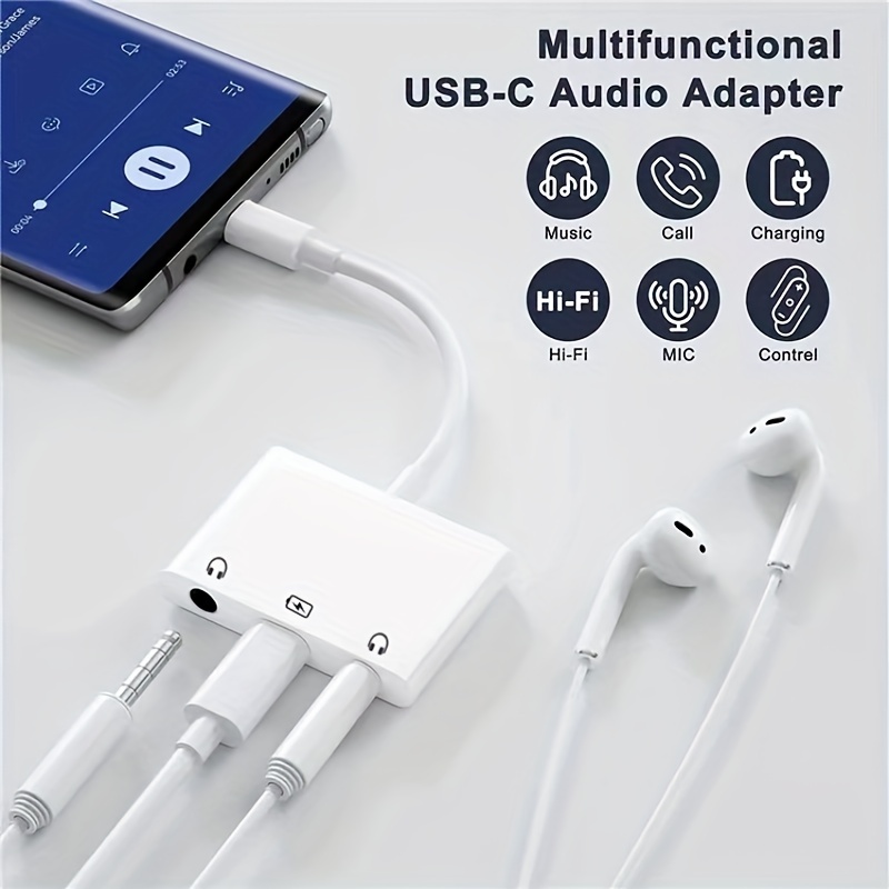 USB C to 3.5mm Audio Adapter, USB C Headphone Adapter and PD 60w Charger  USB-C to Headphone Jack Adapter with Hi-Fi DAC Chip Support Lossless Music