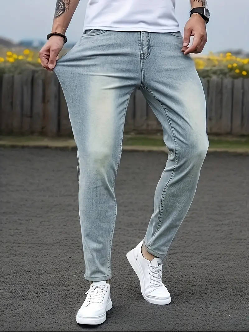 Vintage Style Washed Jeans Men's Casual Street Style - Temu