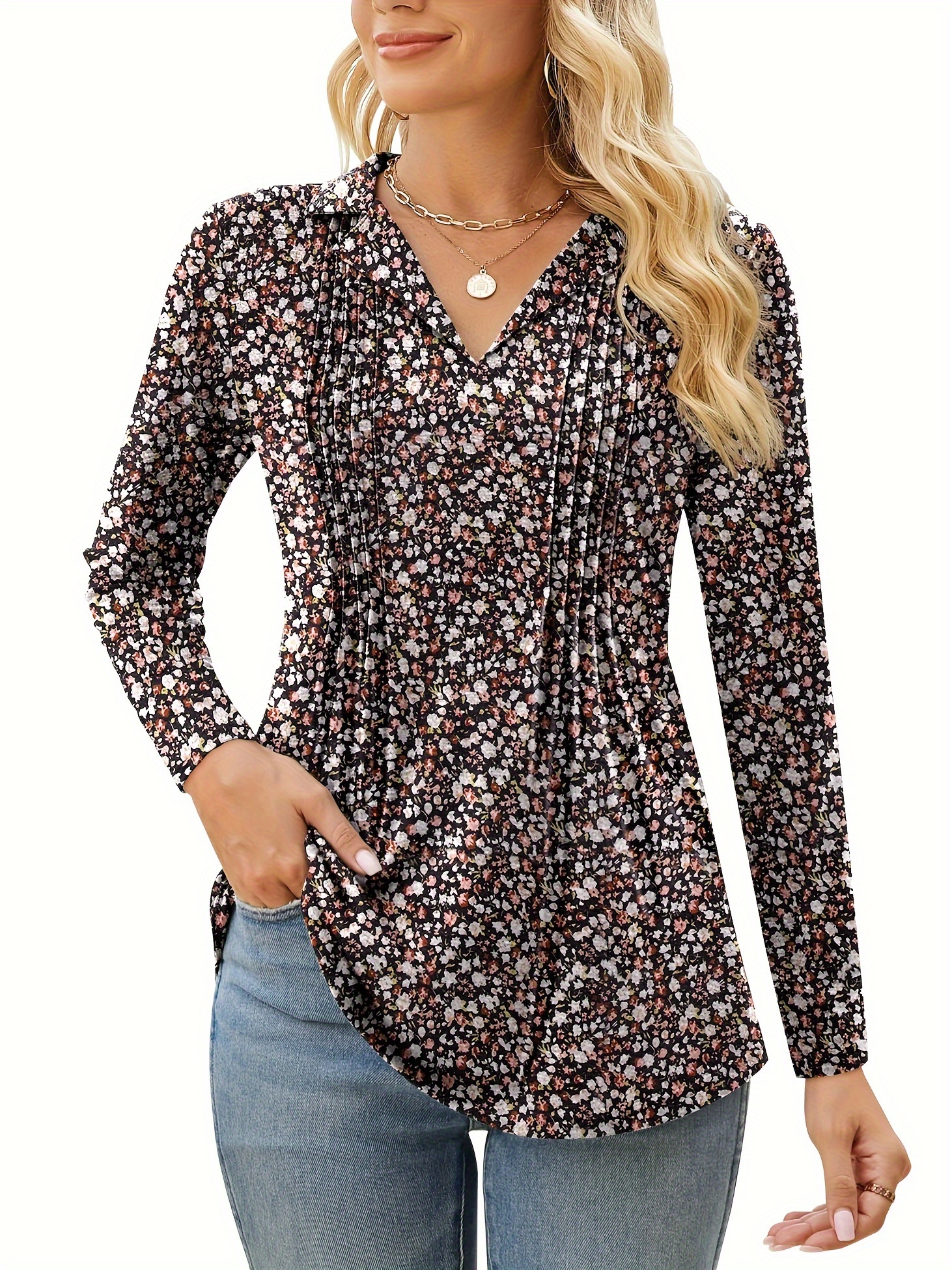 Women's Maternity Elegant Tops Flowers Print Long Sleeve T - Temu