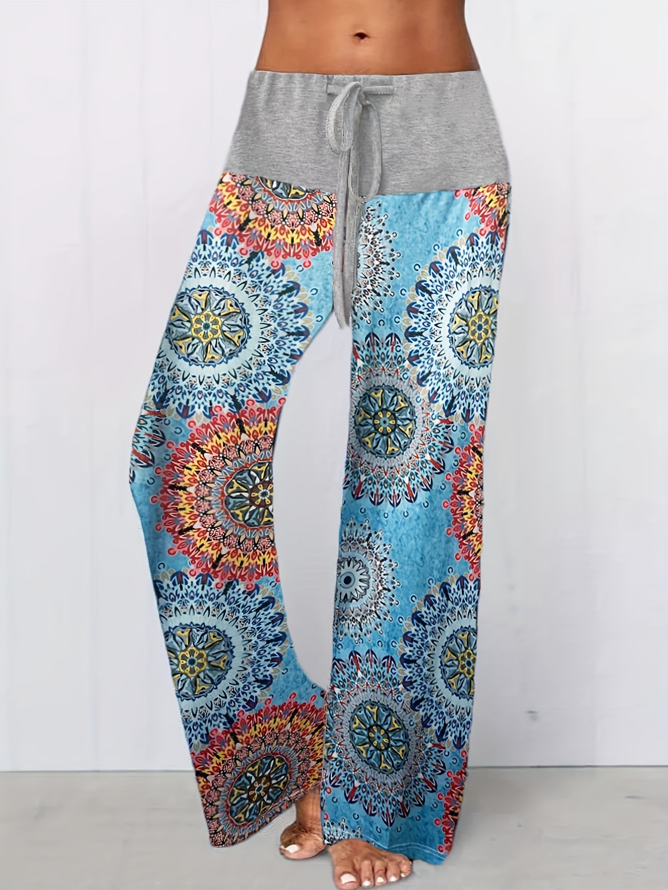 Floral Print Drawstring Lounge Pants Comfy Soft Elastic - Temu