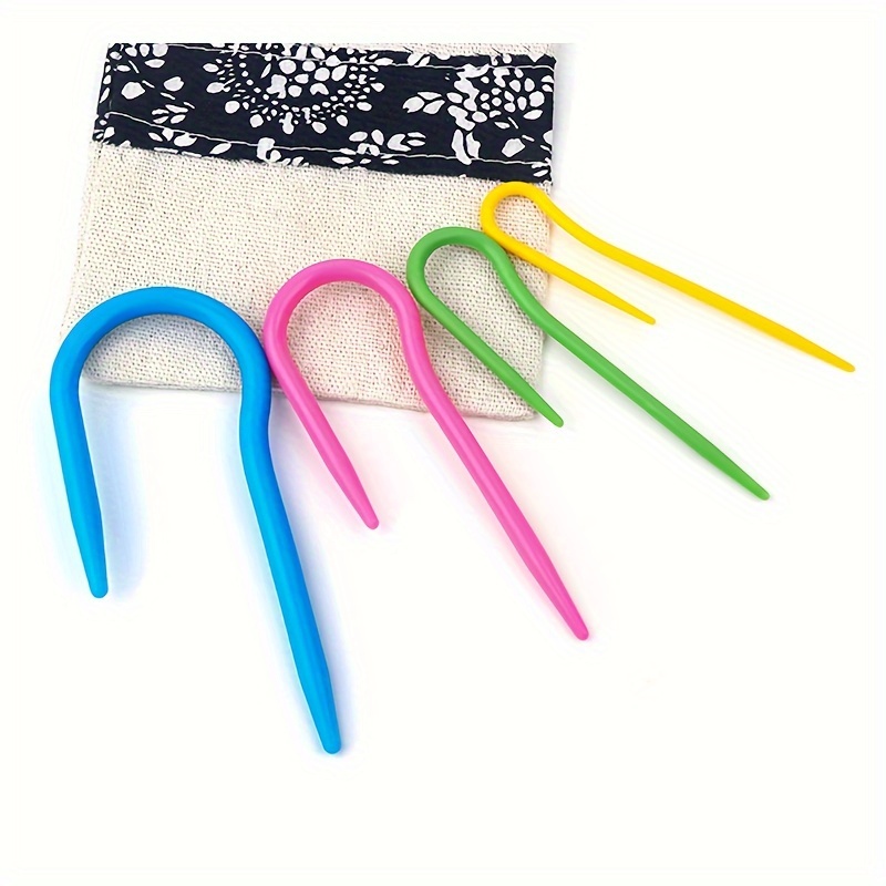 3/4/6Pcs Plastic Knitting Sewing Needles Curved Crochet U-shaped Large Eye  Needle for Manual Scarf Sweater Twist Weaving Tools