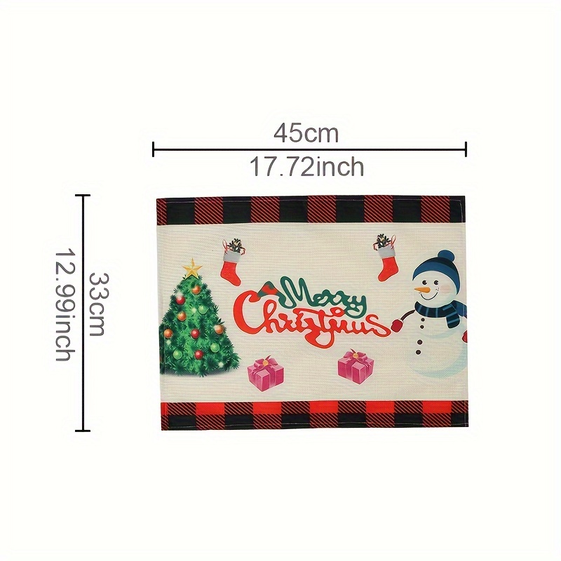 4pcs, mantel individual navideño de lino, tapete de mesa temático de feliz  navidad, almohadilla de aislamiento térmico con patrón de copo de nieve a  cuadros de búfalo, tapete de mesa decorativo de