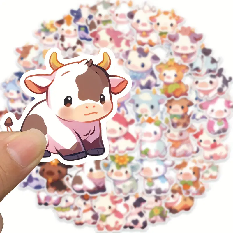 Cute Rainbow Cow Stickers Cartoon Graffiti Decoration - Temu