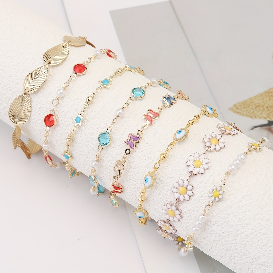 Flower Theme Beaded Bracelet Daisy Shaped Pendant With - Temu