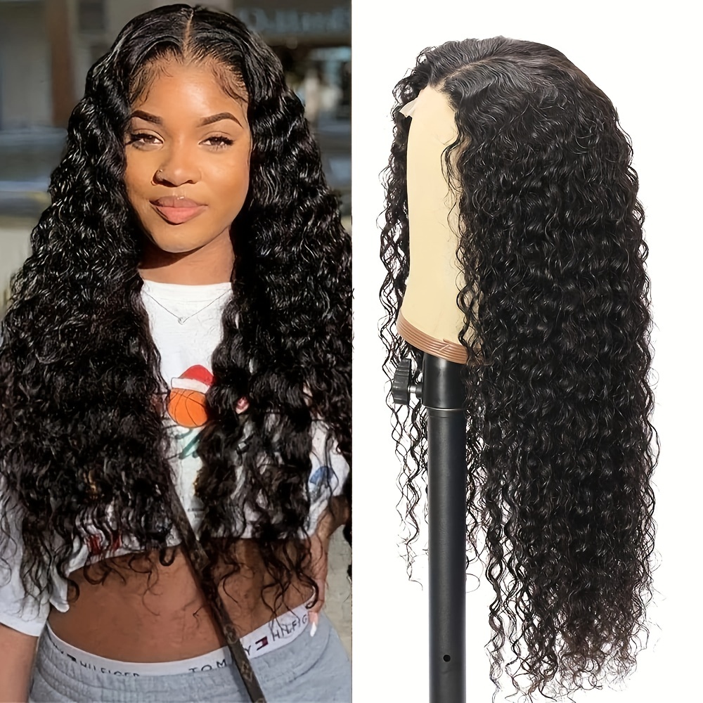 Lace Front Wigs Human Hair Deep Wave 4x4 Lace Closure Curly Human Hair Wigs For Women Virgin Hair Brazilian Deep Curly Wigs For Women Pre Plucked 150 Density