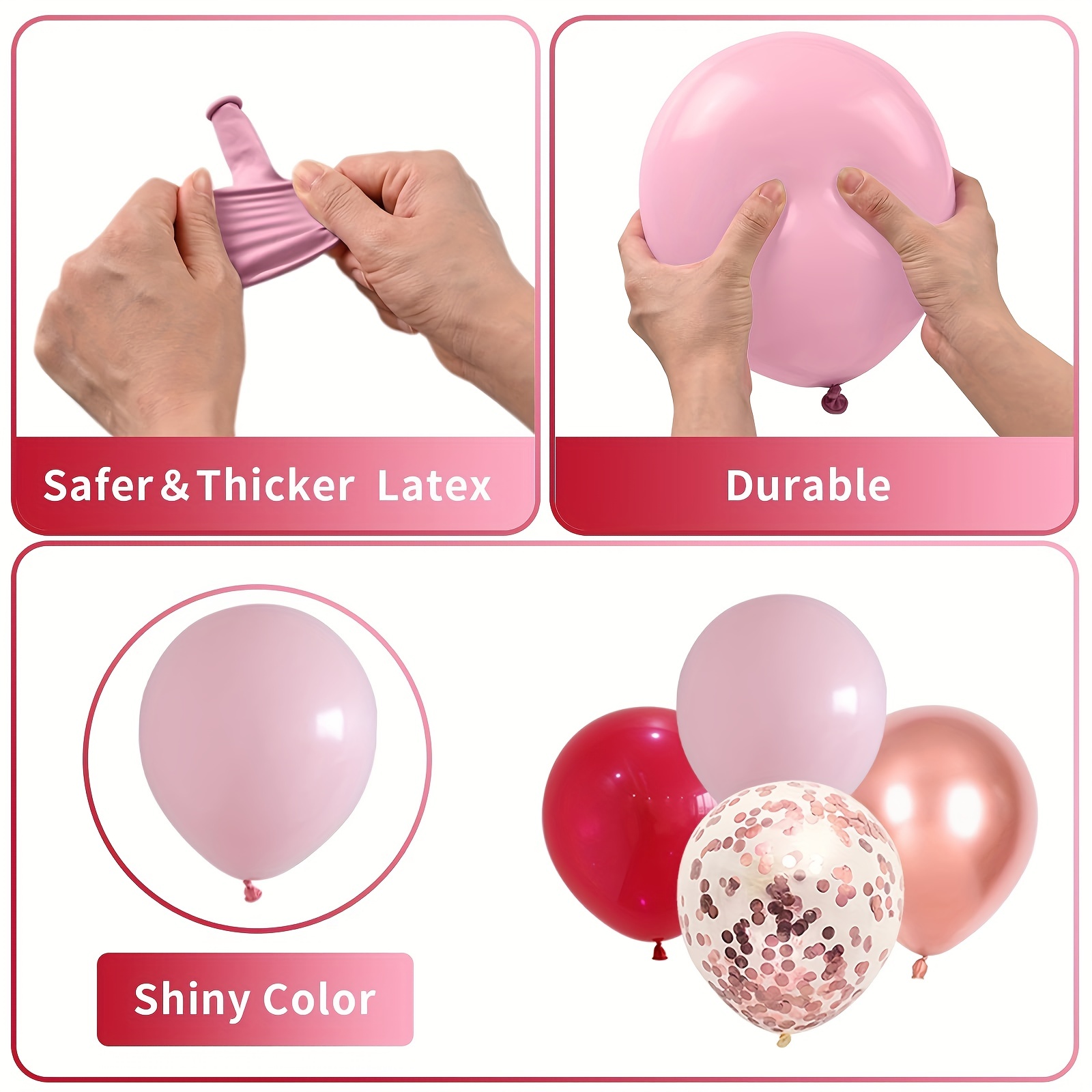 Globos rosas de 12 pulgadas, globos de color rosa claro, 50 globos de látex  rosa para decoración de cumpleaños, boda, baby shower, fiesta