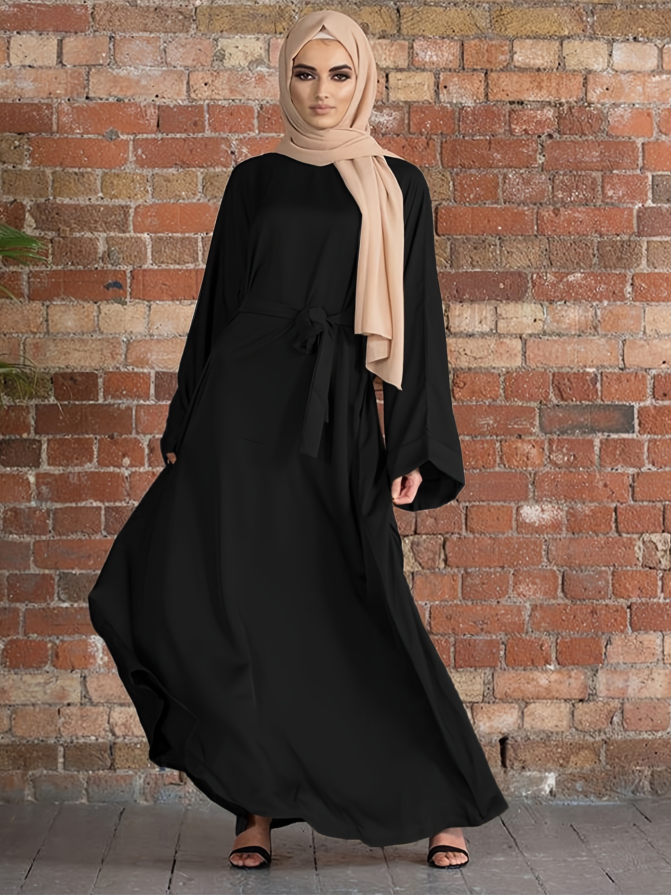 Muslim Dress Abaya Islamic Clothing for Women Modest Fashion Tie