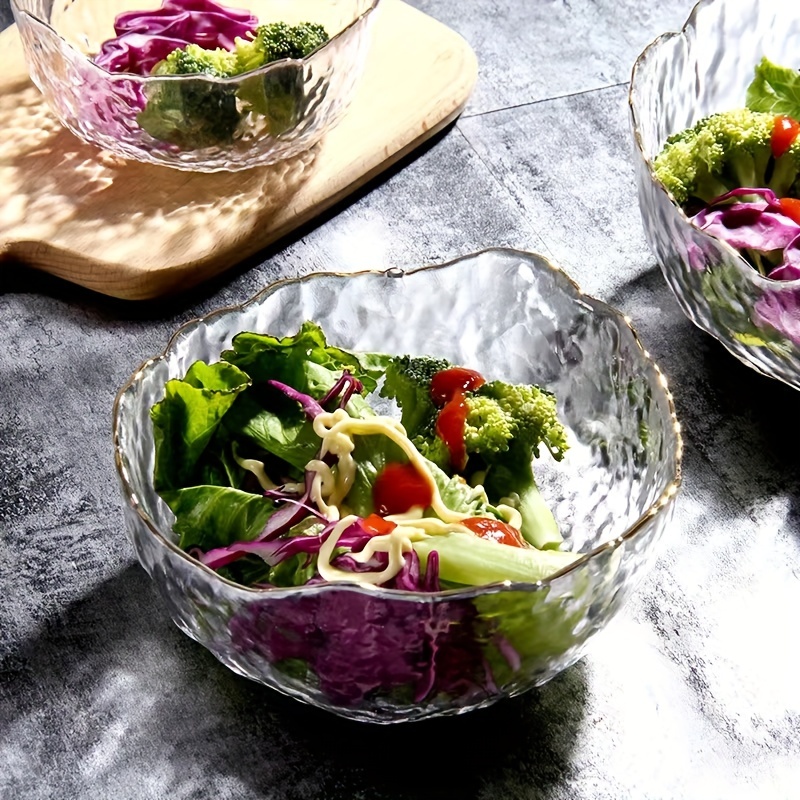 China Unique Vetro Embossed Food Bowls Vegetable Fruit Salad Trasparente  Glass Bowls fabbrica è pruduttori