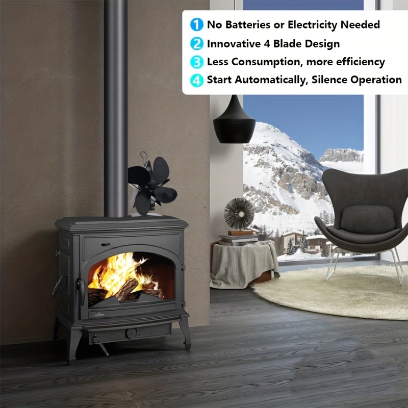 8 Leaves Fireplace Blower Fireplace Heat Powered Fan Non Electric Wood  Stove Accessories Quiet Operation Heater