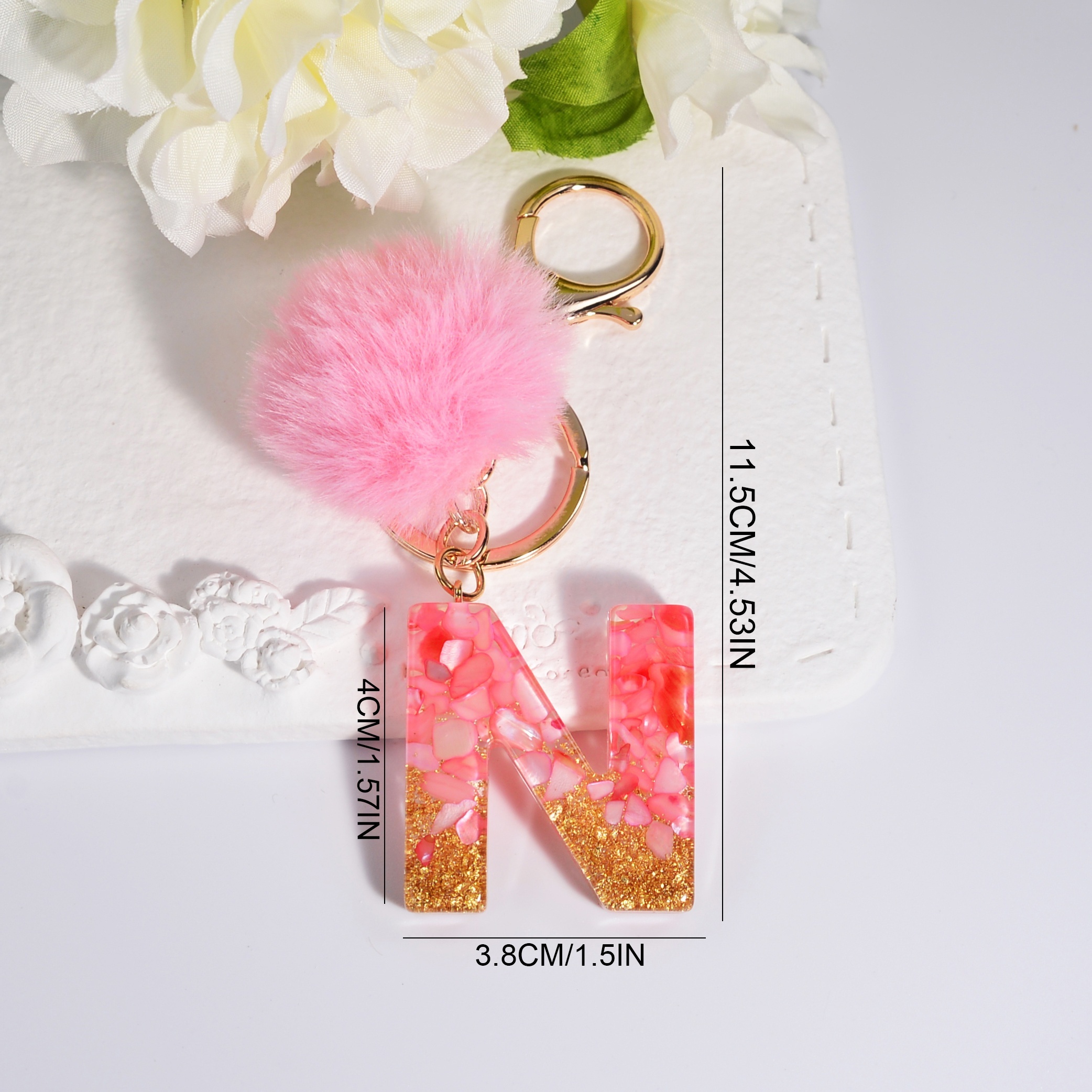 Initial Keyrings, Initial Keychains, Resin Letter Keyring, Pink Initial  Keyring, Pink Keyring, Pink Keychain, Initial Bag Charm 