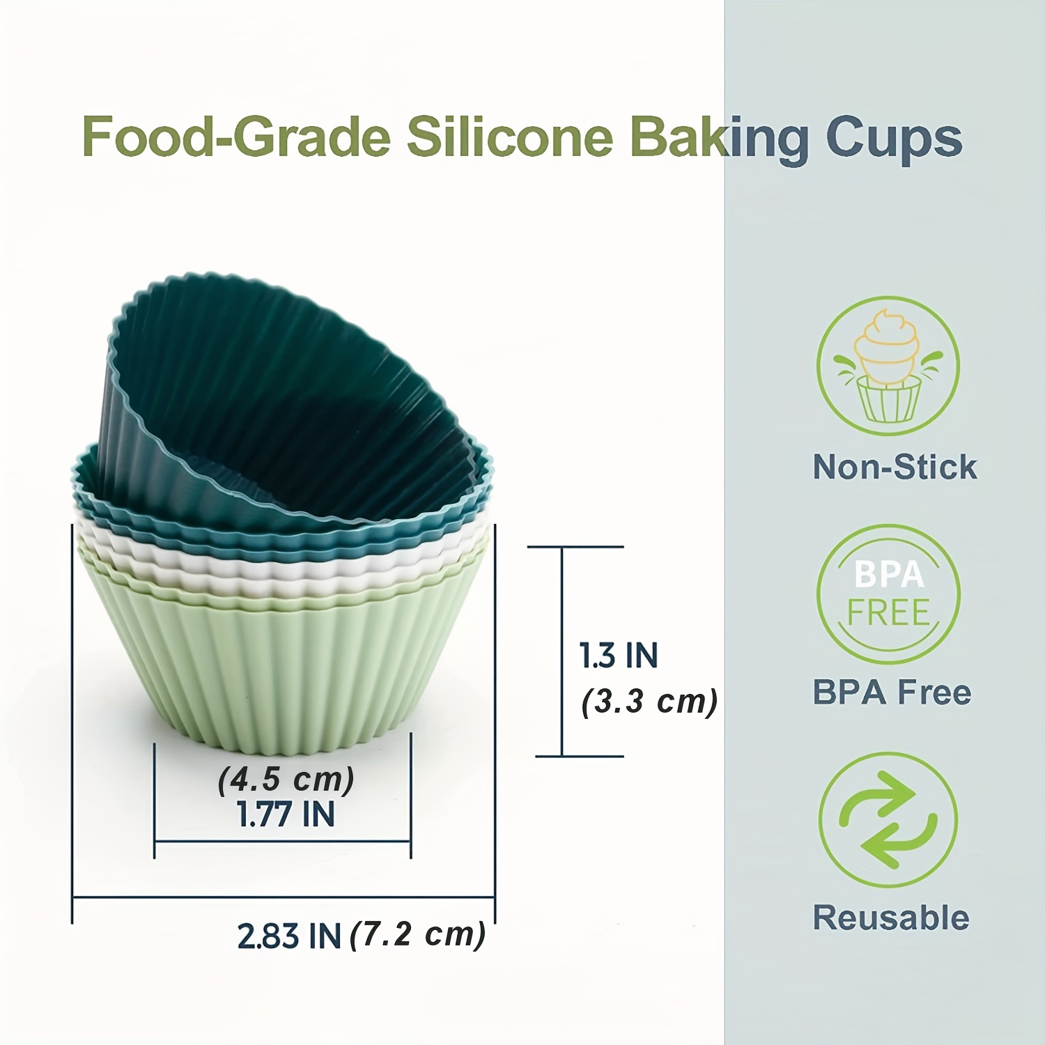 Silicone Baking Cups Reusable Muffin Liners Non stick Cup - Temu