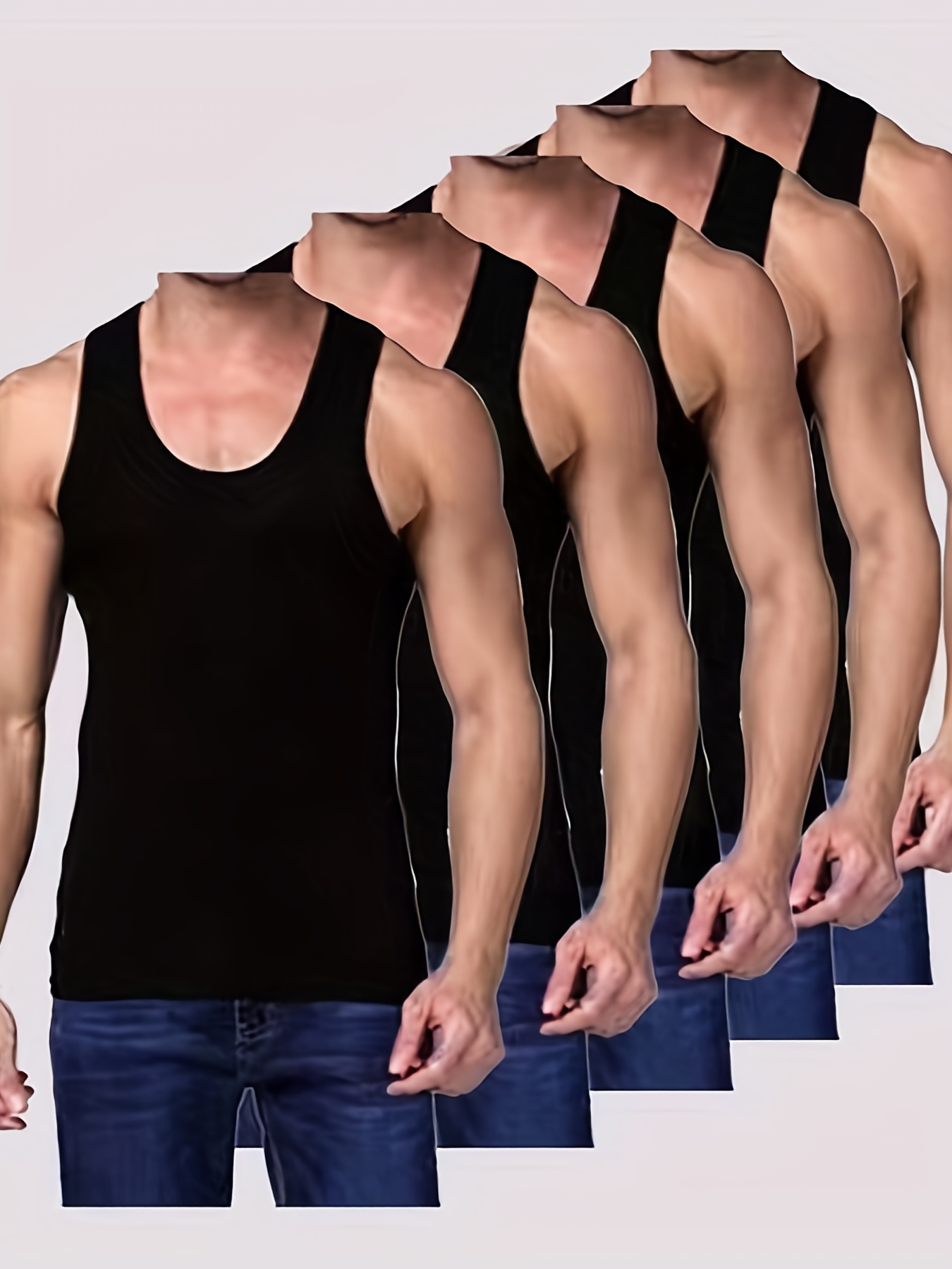 Casual Solid Color Woven Tank Tops Men Fashion Slim Fit Crew Neck  Sleeveless Vest For Mens