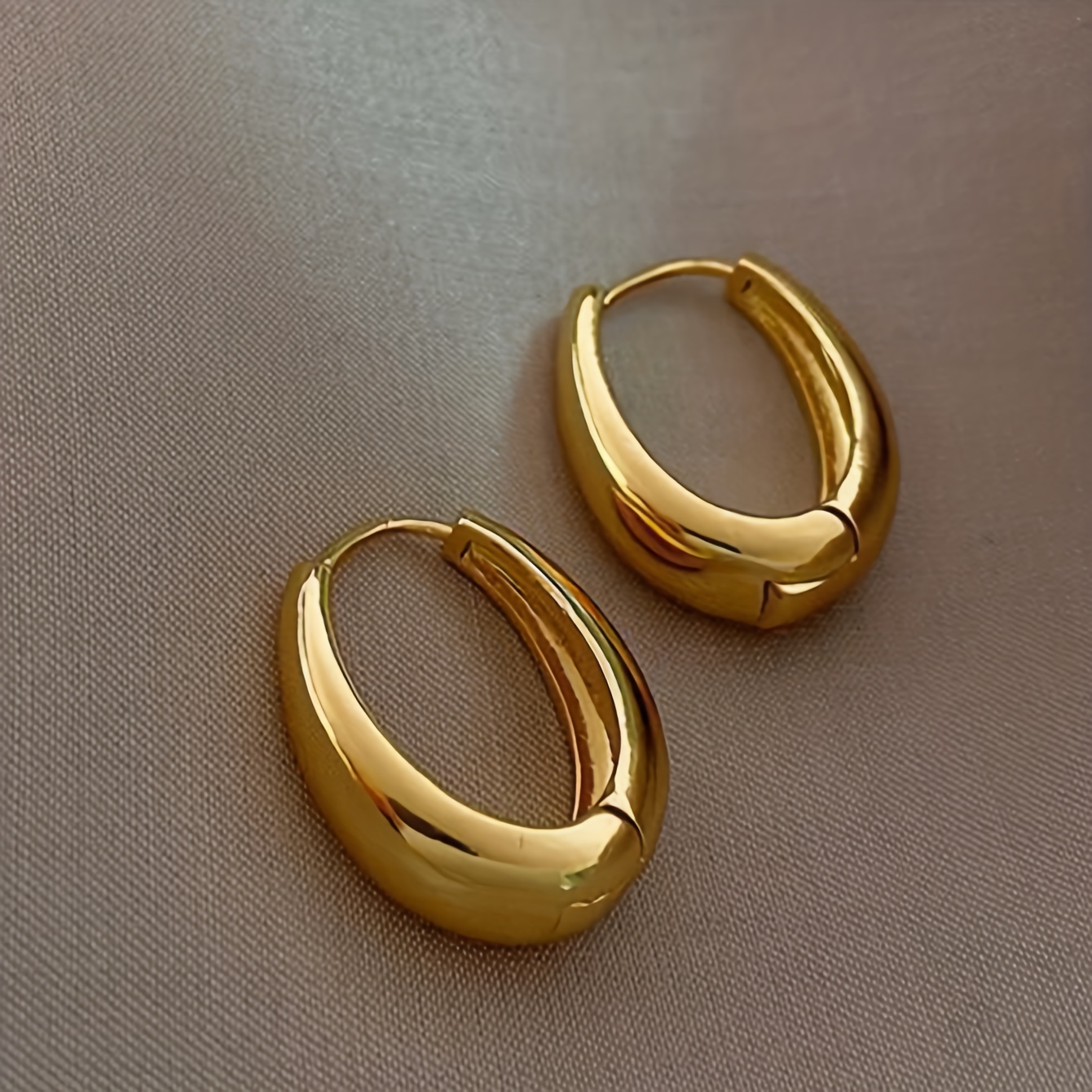 glossy hoop earrings copper jewelry vintage simple style suitable for women daily party ear ornaments details 1