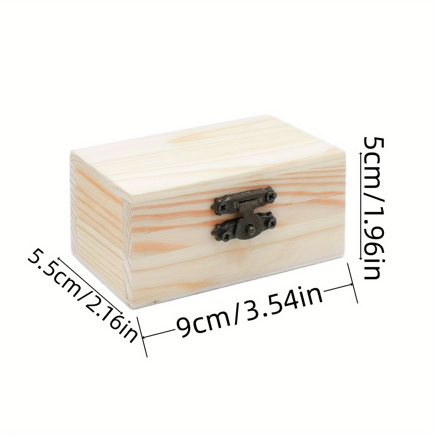 1pc Unpainted Wood Box - Treasure Chest Small Wooden Box With Hinged Lid -  Art Hobbies Jewelry Box - 3.54x2.16x1.96in