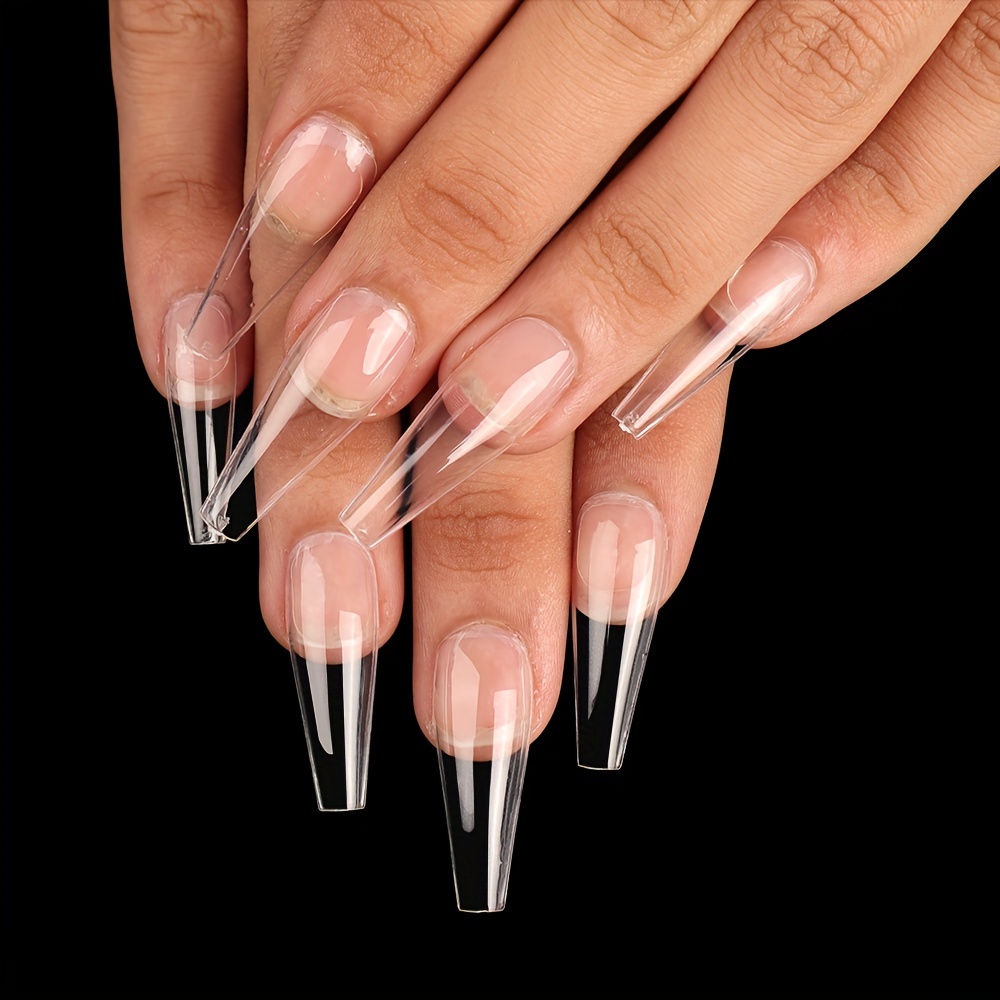 Clear Acrylic Coffin Nails With Full Cover Tips Perfect For - Temu