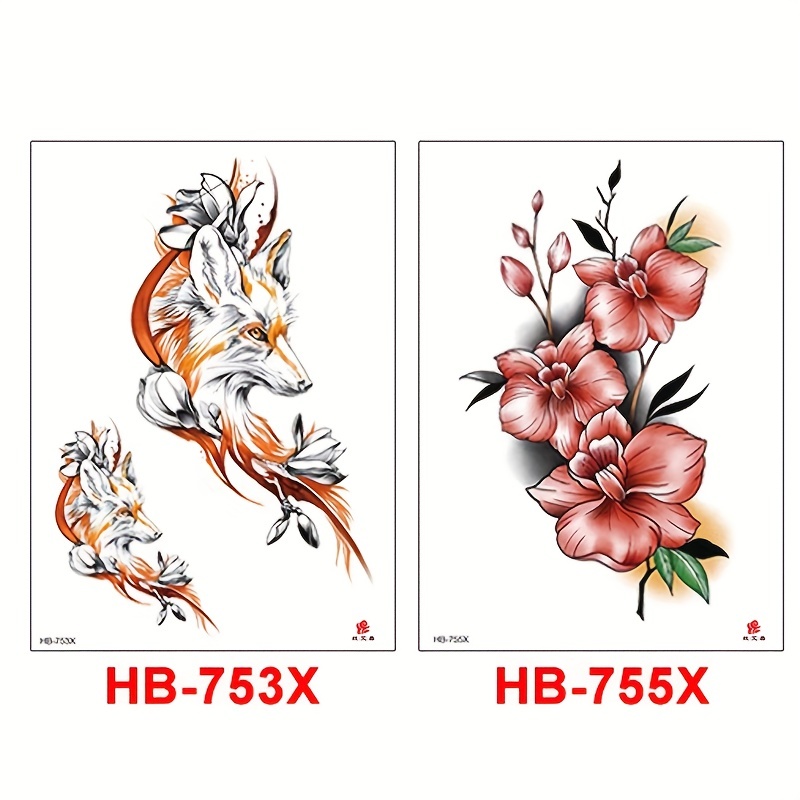 Fox Floral Tattoo - Etsy