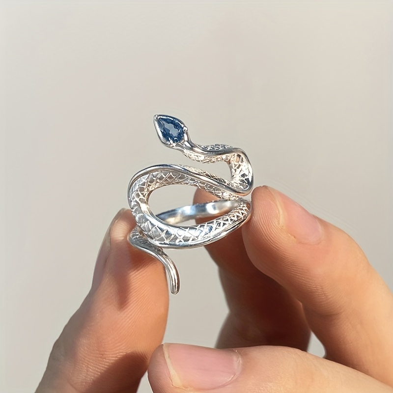 Men's Sea Topaz Snake Open Ring