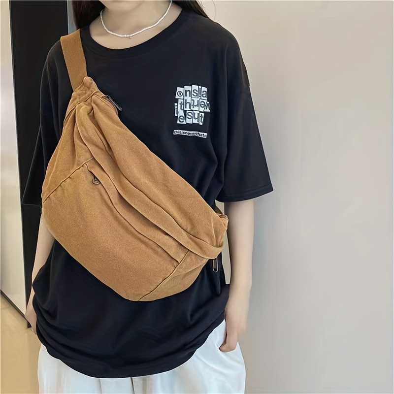 Men's Chest Pack Vintage Canvas Sling Bag