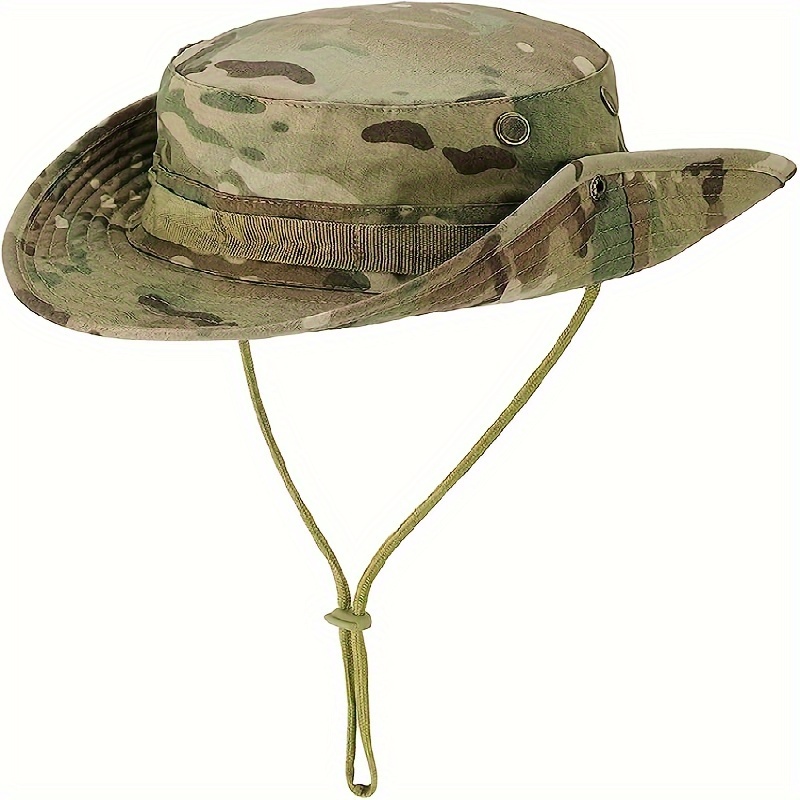 Men Wide Brim Sun Bucket Hat Cap Boonie Fishing Jungle Safari Bush Camping  Hat