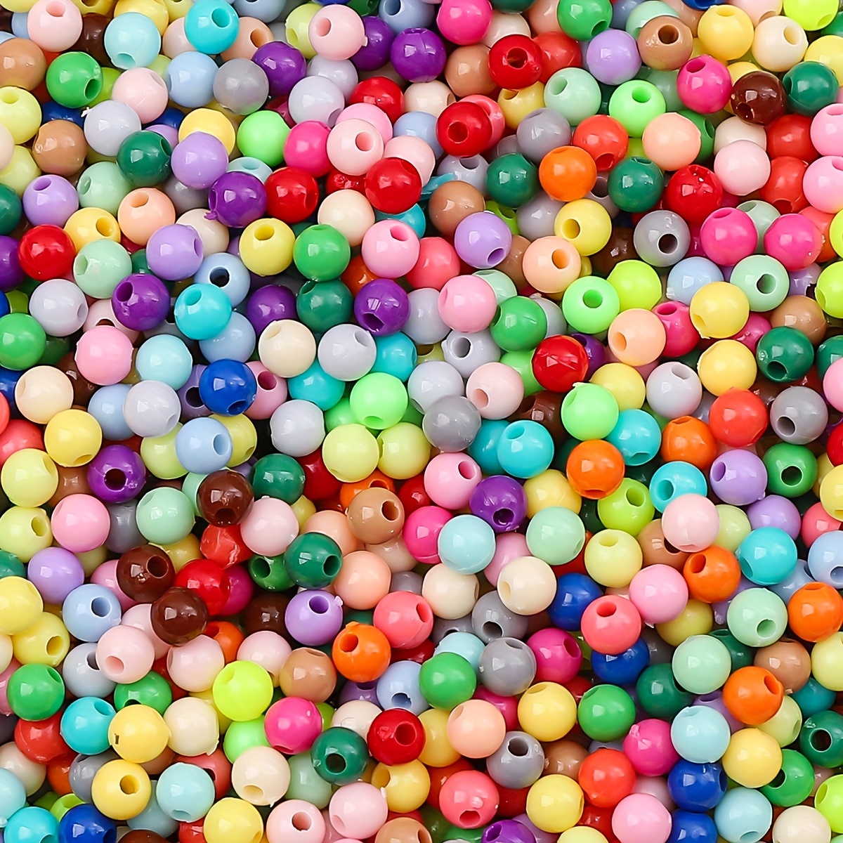 0.4cm 0.157in Mix Colors Acrylic Candy Colored Round Beads For Necklace And Bracelet Making, Crafting Supplies