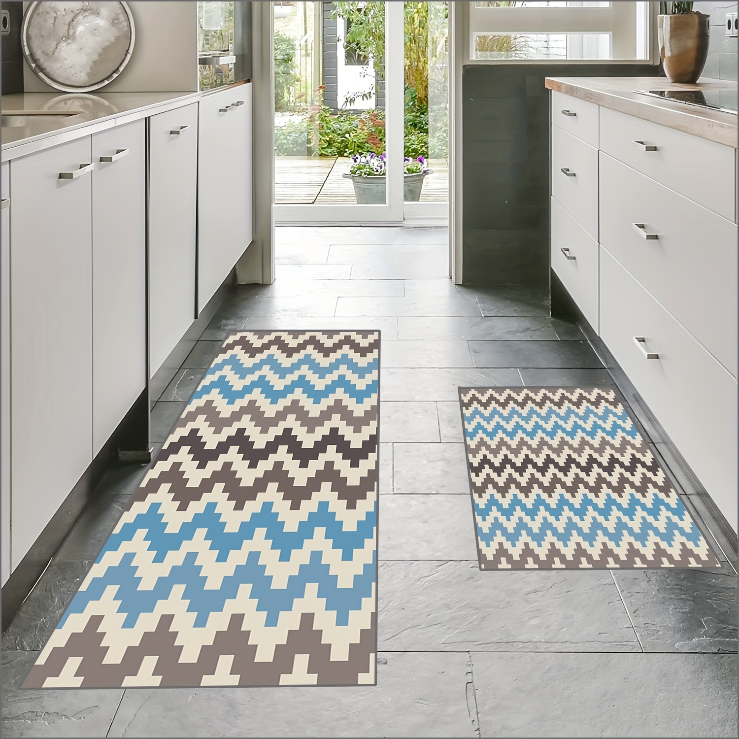 Pauwer Kitchen Rugs Set of 2 Cushioned Kitchen Mat Anti Fatigue Kitchen  Mats for Floor Farmhouse Kitchen Runner Rugs and Mats Non Skid Washable