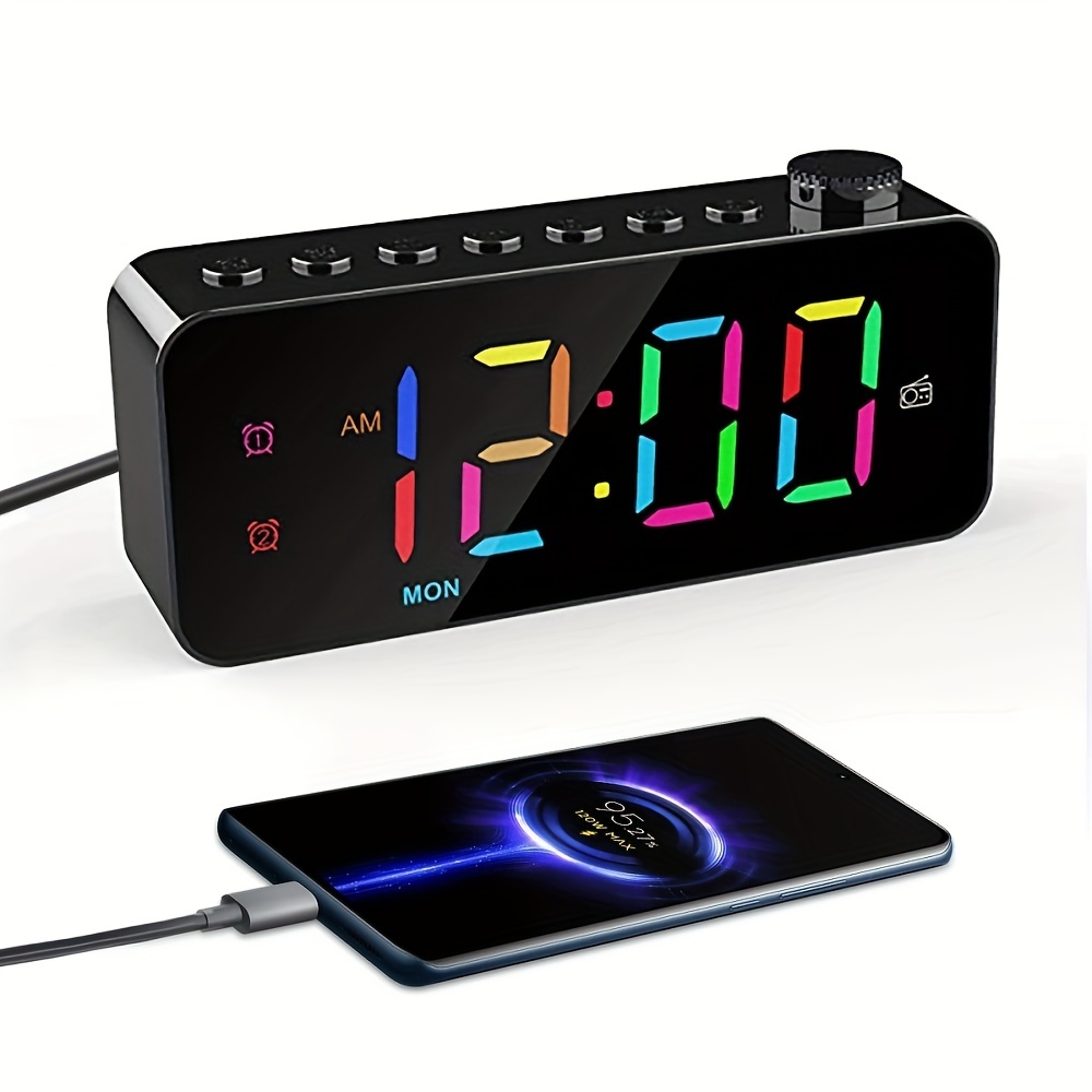 Despertador Digital Inteligente Led, Reloj Electrónico de Mesa, Alarma con  Repetición, Dispositivo con USB, Radio FM