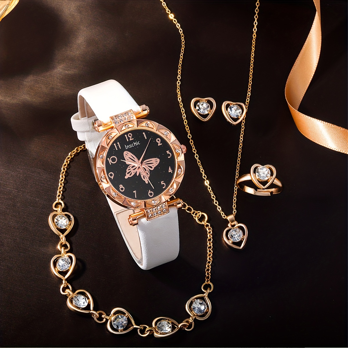 Rhinestone Decorated Quartz Watch & Jewelry Sets For Girls - Temu