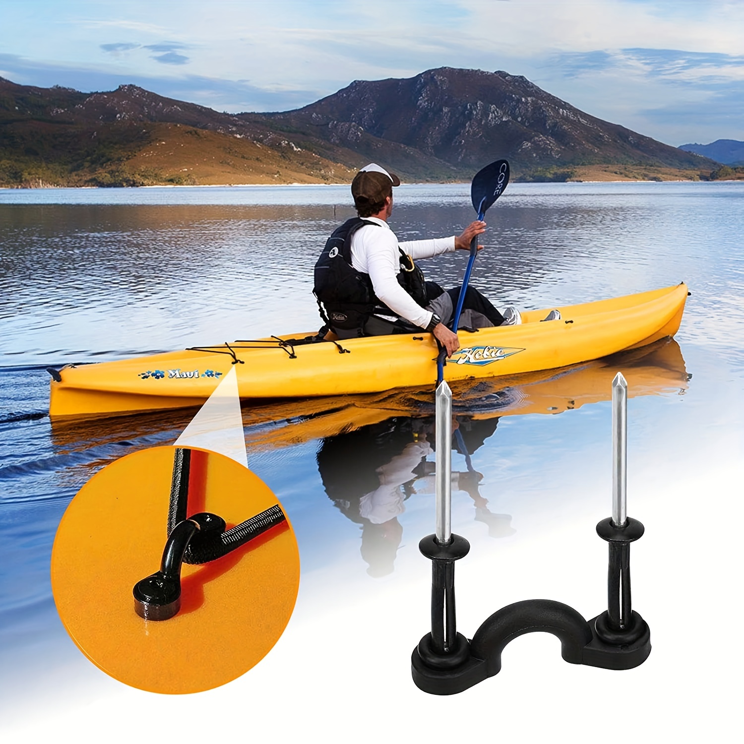 Clio 10 Pcs Kayak Pad Eyes Kit with 20 Tri-Grip Rivet Kit for Kayaks