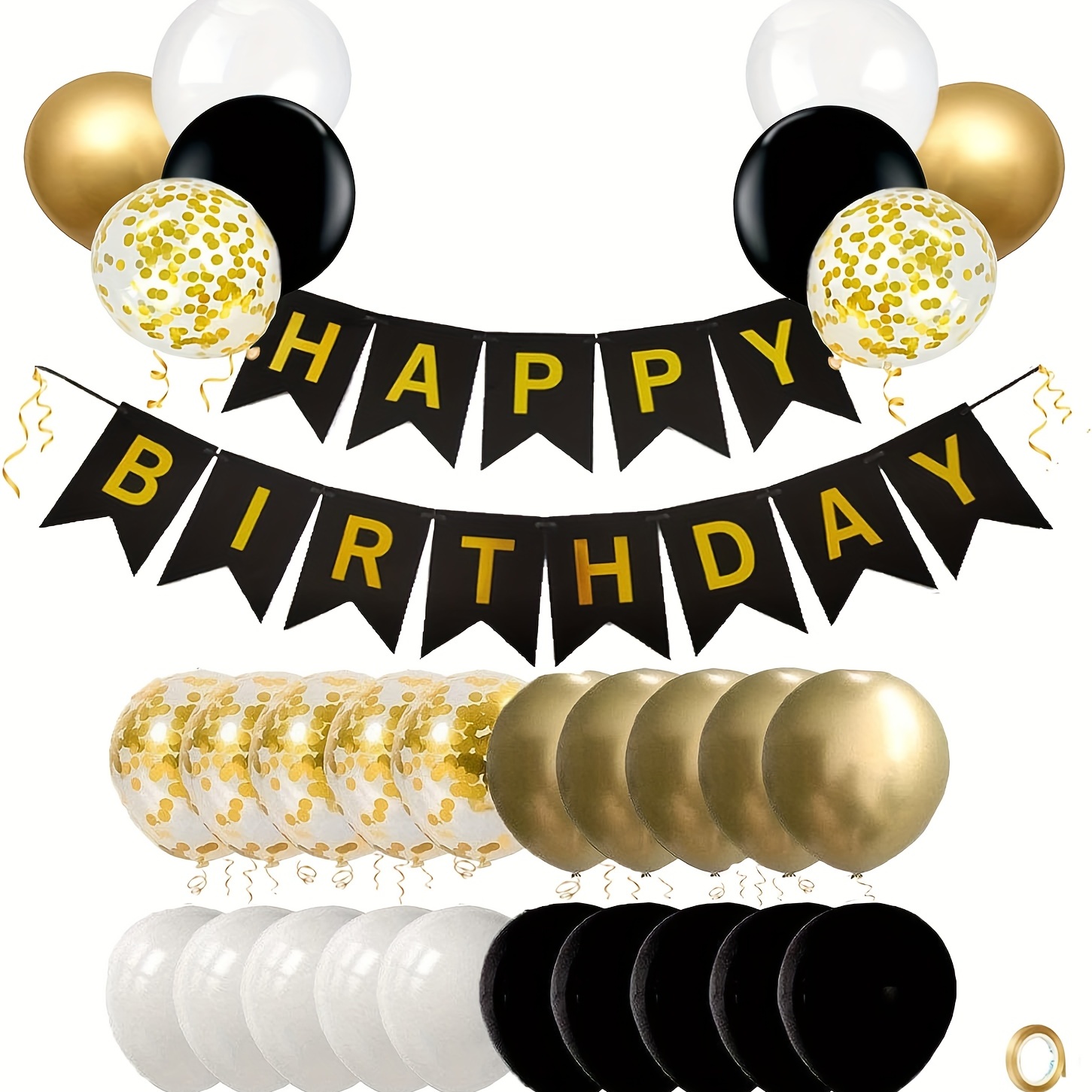 Decoraciones De fiesta De cumpleaños para hombres y mujeres, pancarta De  globos De feliz cumpleaños para adultos, tarjetas De mesa De 18 años, Oro  Negro - AliExpress