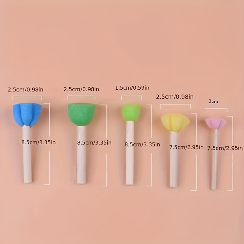 5pcs Art Painting Sponge Brushes Set, Foam Rubbing Graffiti Stamp Tools, Multi-Color (Blue, Green) for Creative Art Projects, Graffiti Art Supplies|Colorful Art Tools|Durable Handles