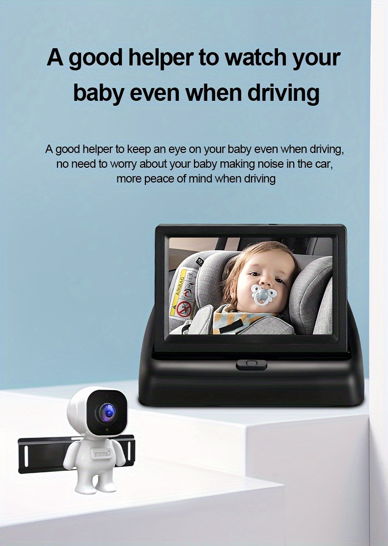 rear facing car seat camera monitor 4   display wide angle night vision in car safety surveillance for toddlers with 720p video abs material   14 details 0