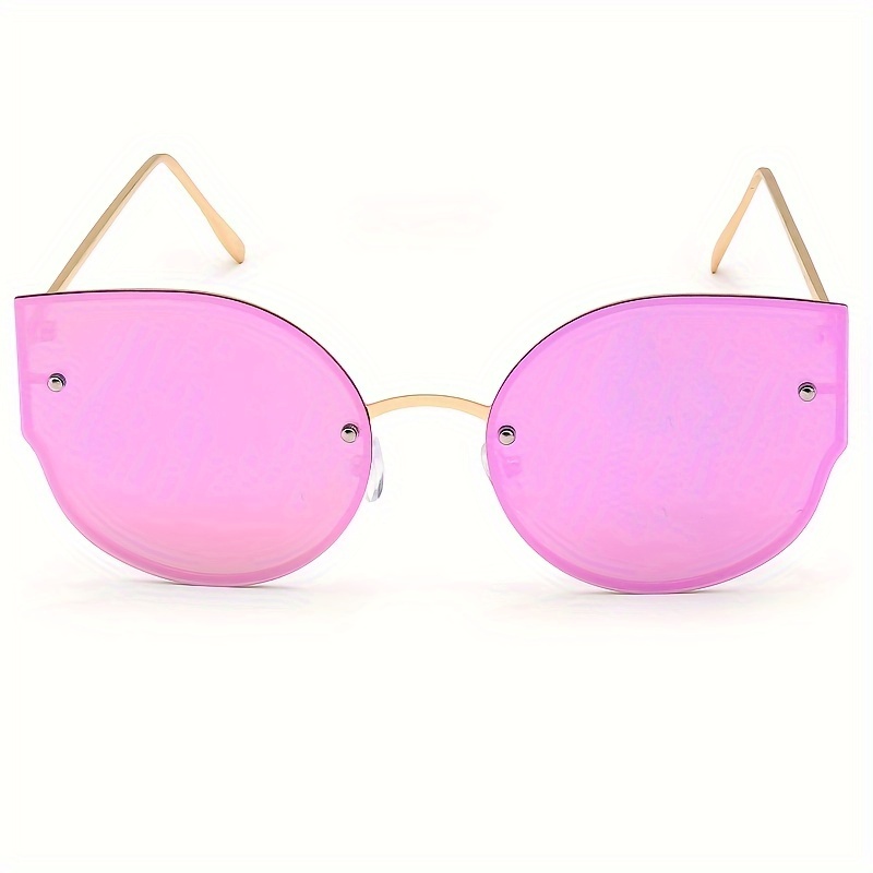 Lentes Sol Espejado Planas Moda Rosa Gafas Mujer Metal Gato