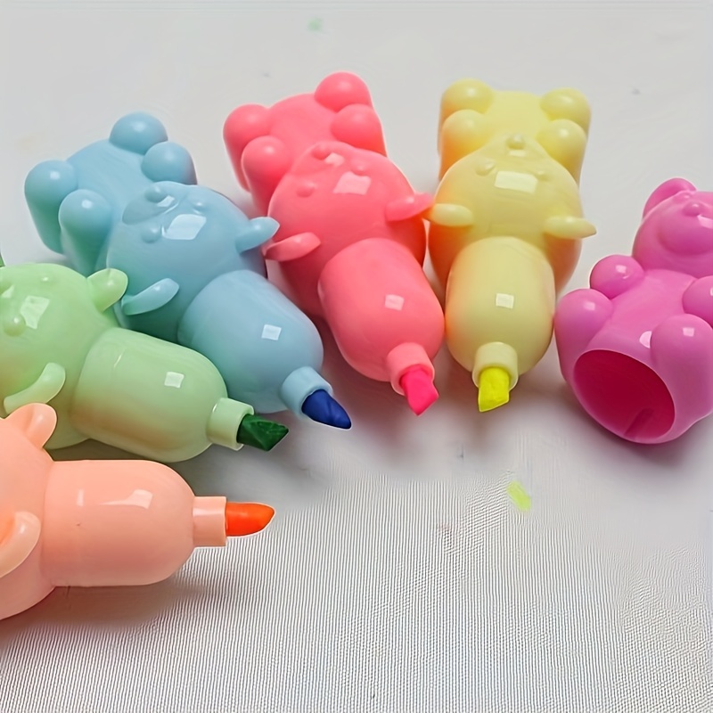 6Pcs Cute Bear Highlighters Markers - Bear Pen Cute Highlighters