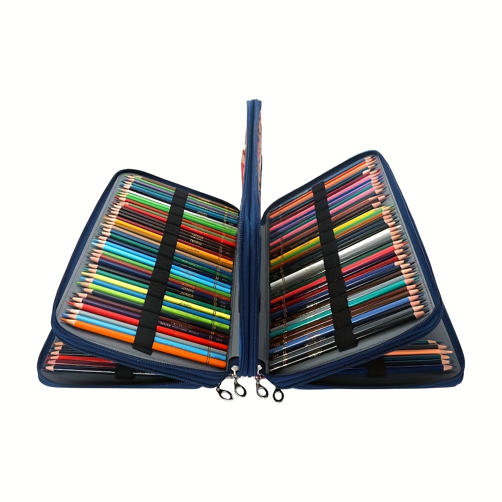 Colored Pencil Case - 200 Slots Pencil Holder With Zipper Closure Twill  Fabric