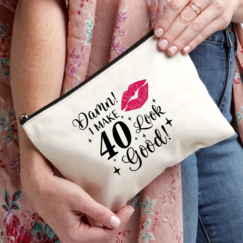 1pc Bolsa de maquillaje, regalos para los 40 años, regalos de cumpleaños  número 40 para mujeres, bolsa de viaje cosmética, regalos de cumpleaños